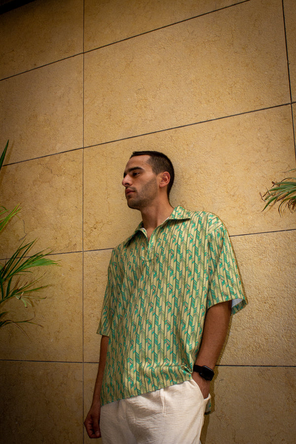 Linen-Patterned Polo Shirt