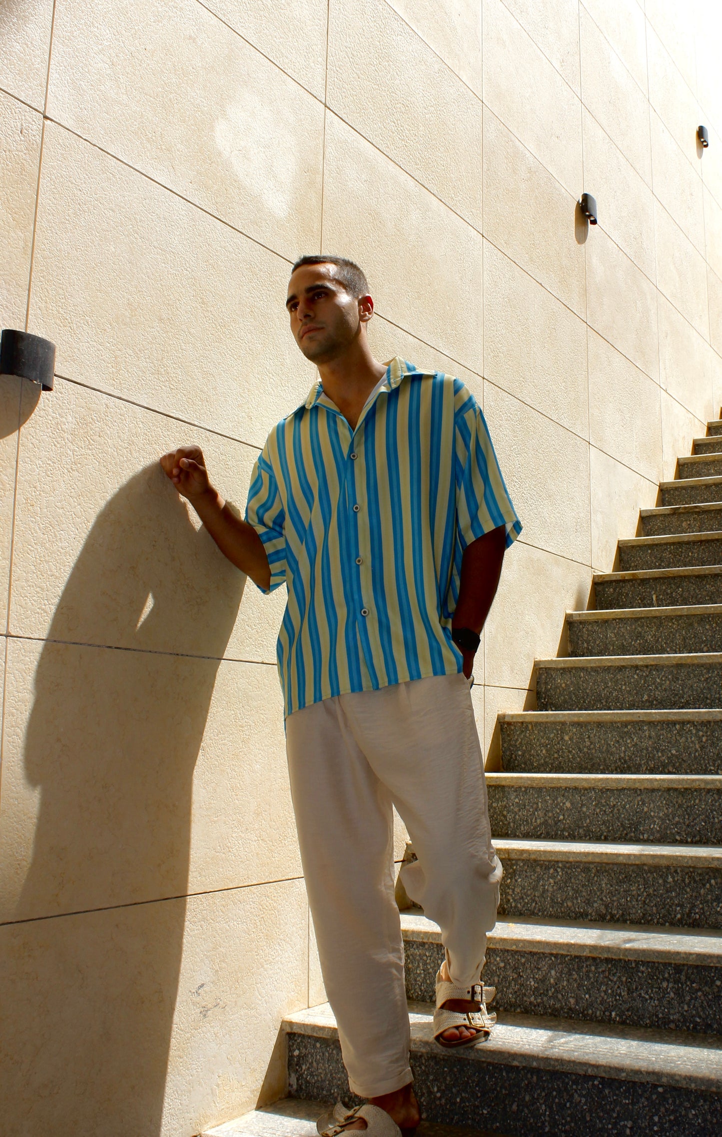 Patterned Linen Shirt+Pants Set