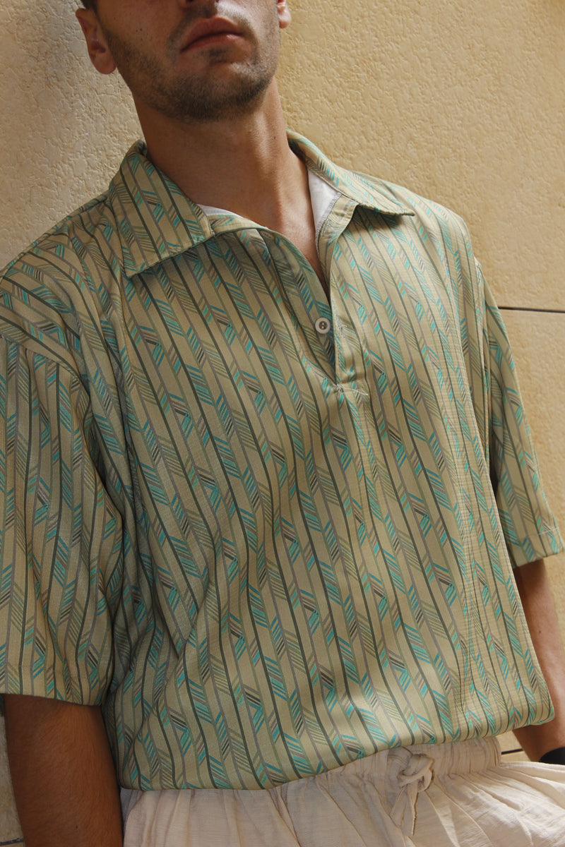 Linen-Patterned Polo Shirt