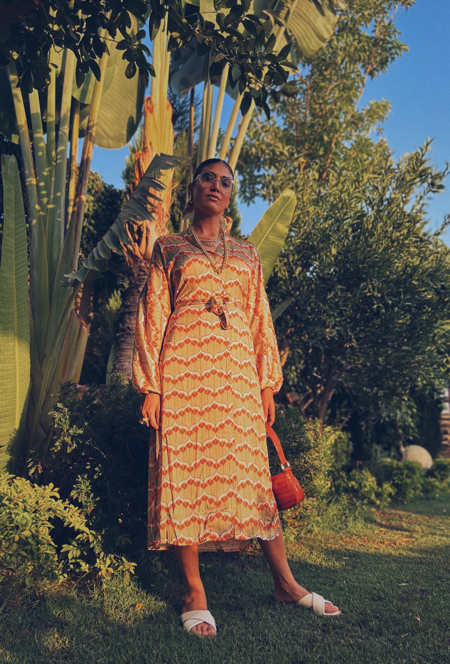 Patterned Silk Kimono Dress