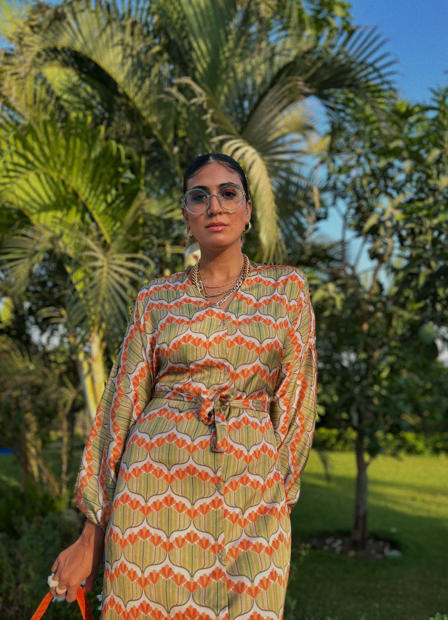 Patterned Silk Kimono Dress